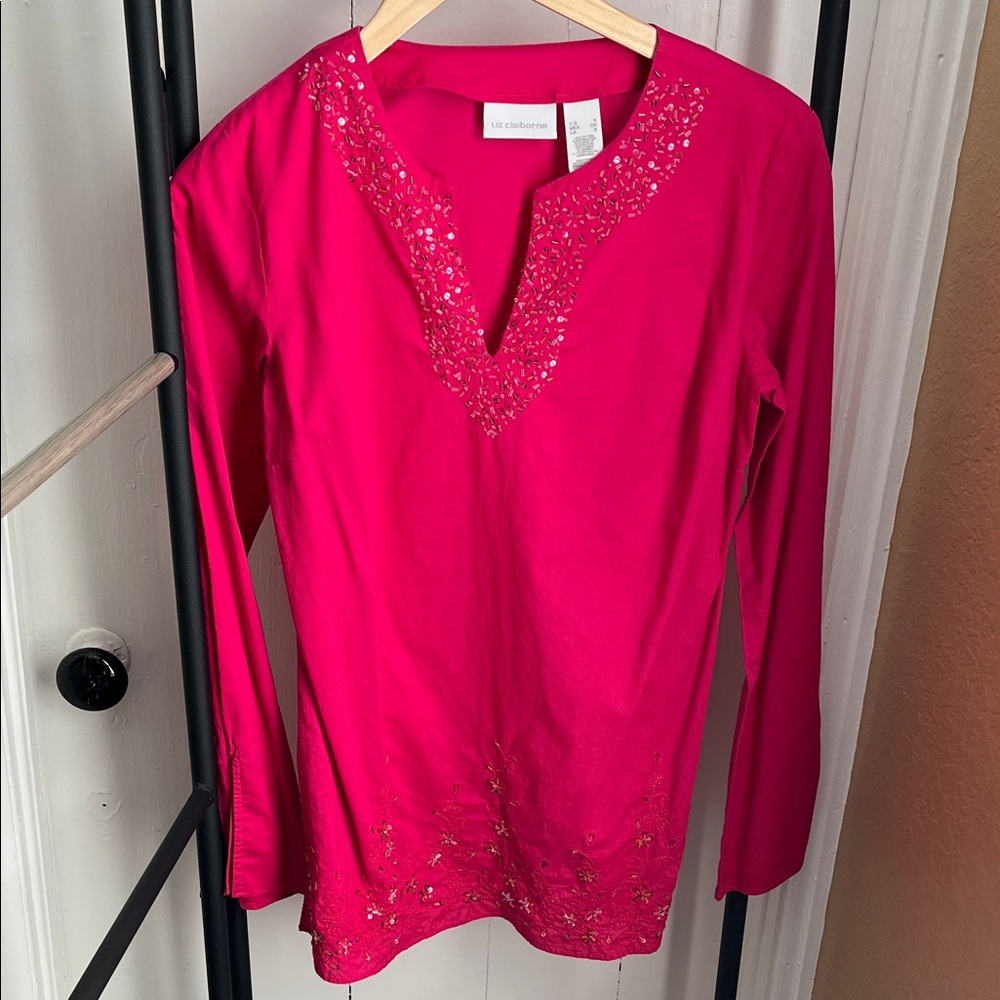 Liz Claiborne Fuchsia Sequined Tunic